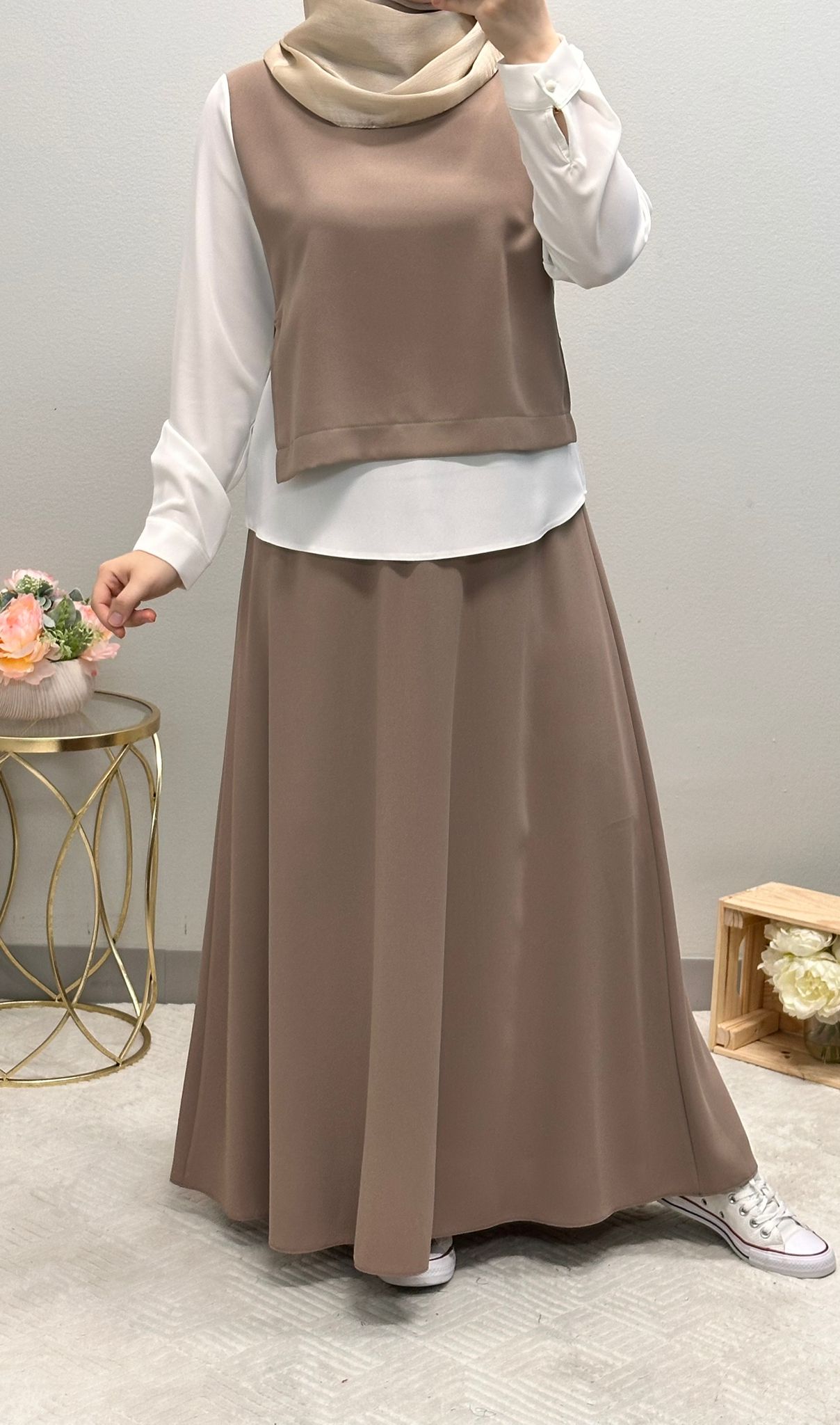 Modest Skirt Set with Accessorized Belt