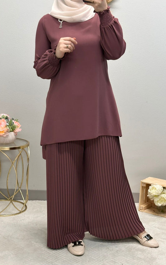 Pleated wide leg Two-Piece Suit