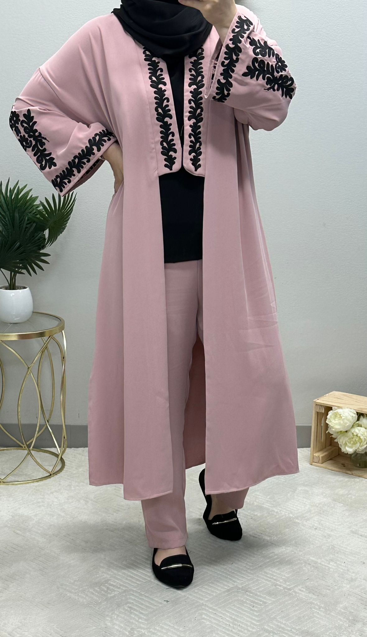 Two-piece embroidered cardigan set