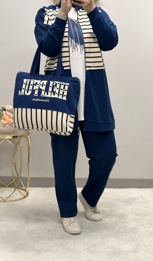 Three-piece tracksuit set with bag