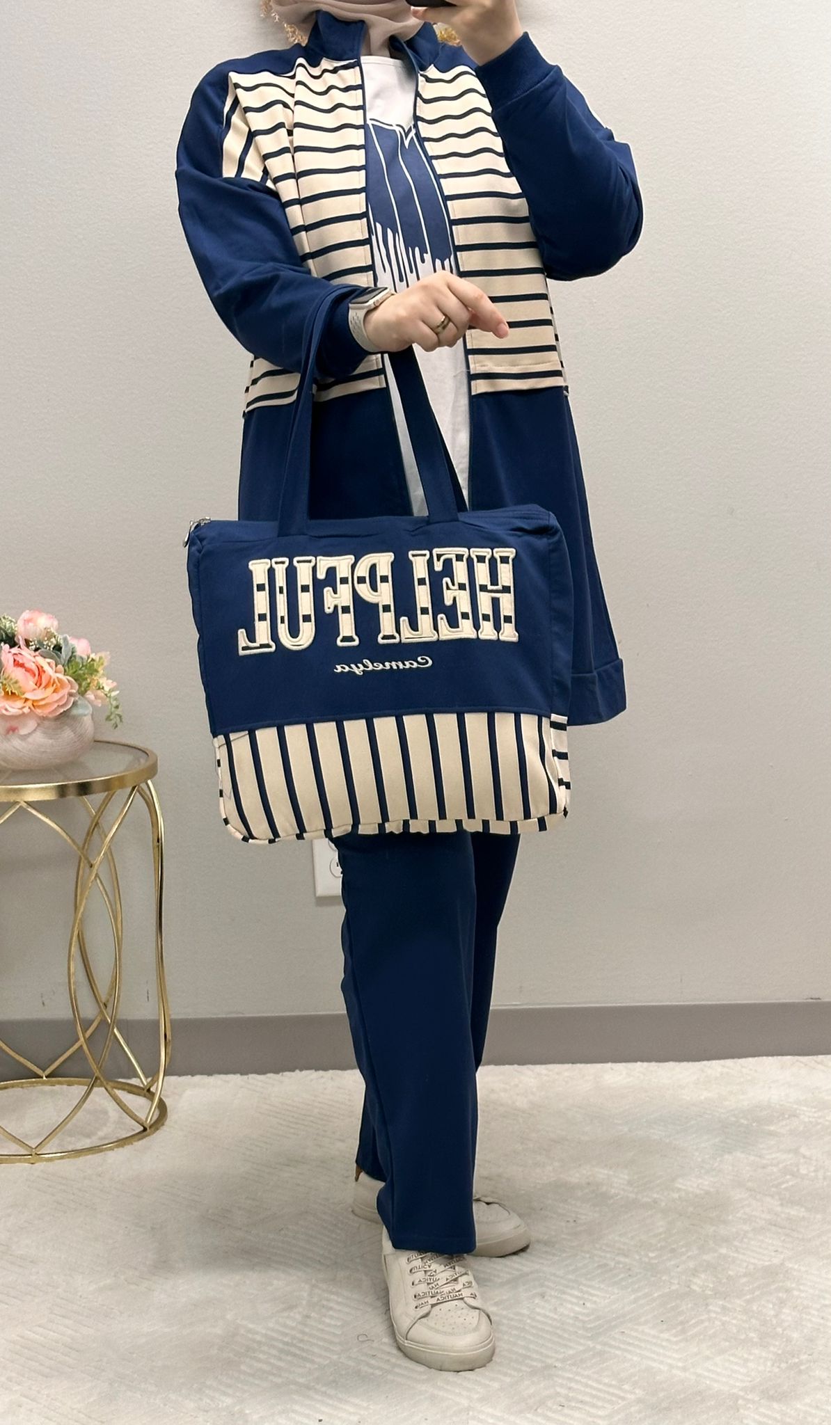 Three-piece tracksuit set with bag