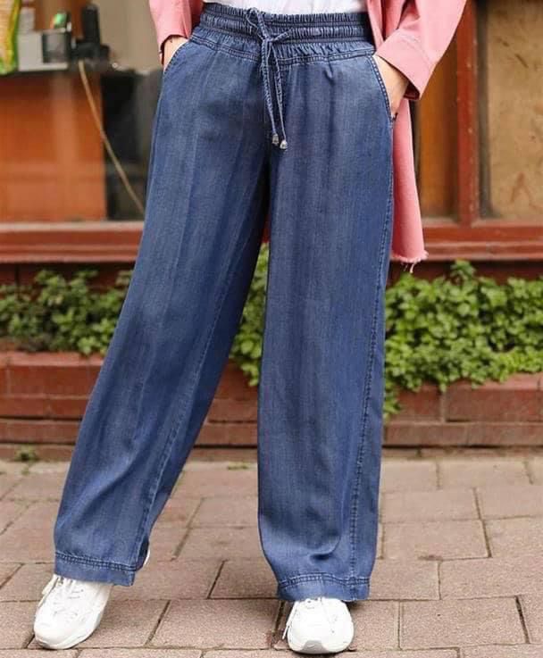 Tinsel jeans pants with elastic waistband and drawstring (length 41.2 inch / 105.8 CM)