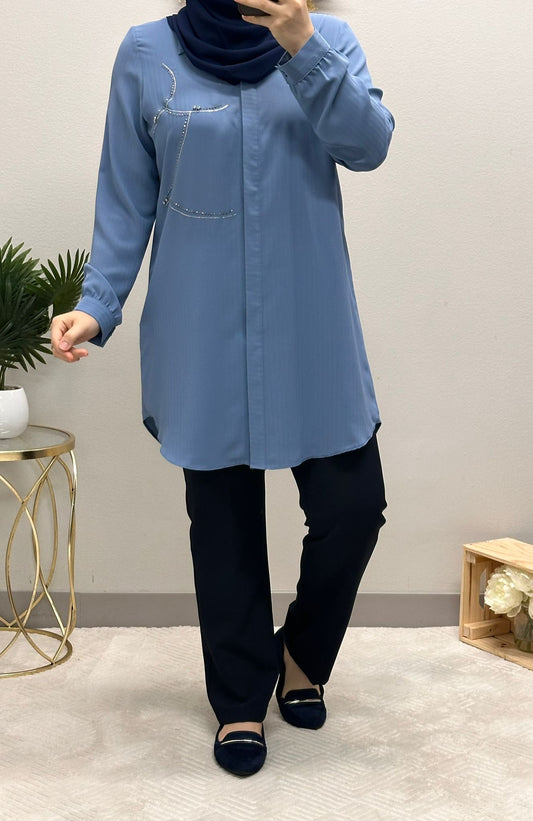 Front strass Tunic long shirt plus size