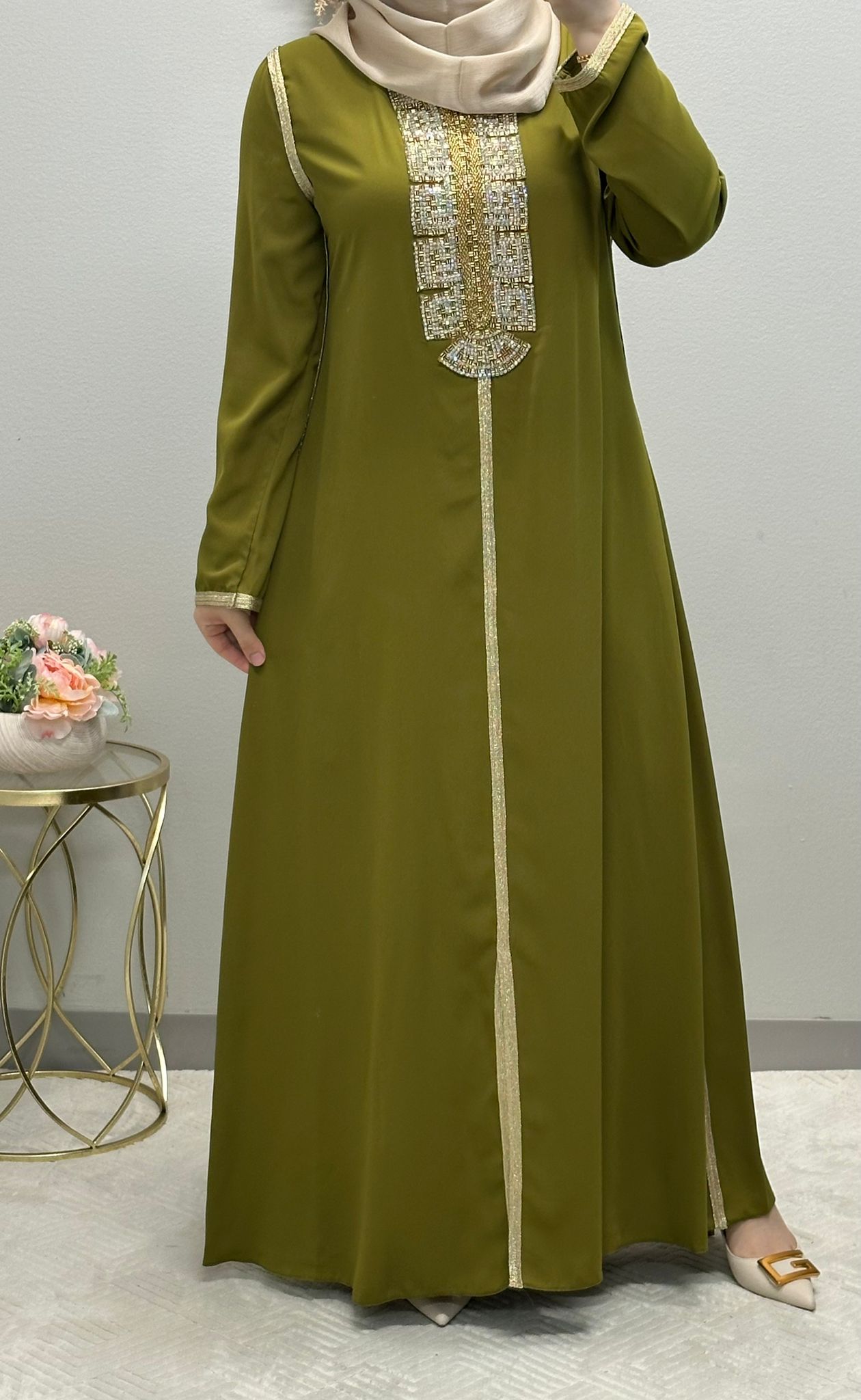 Moroccan Abaya front strass adorned