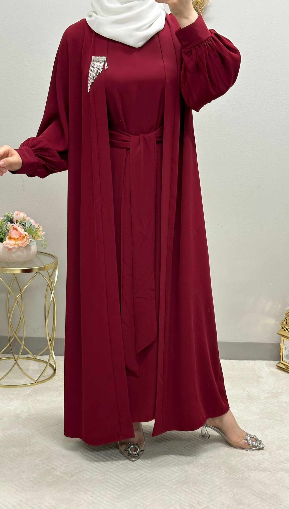 Two-piece plain Colored abaya set