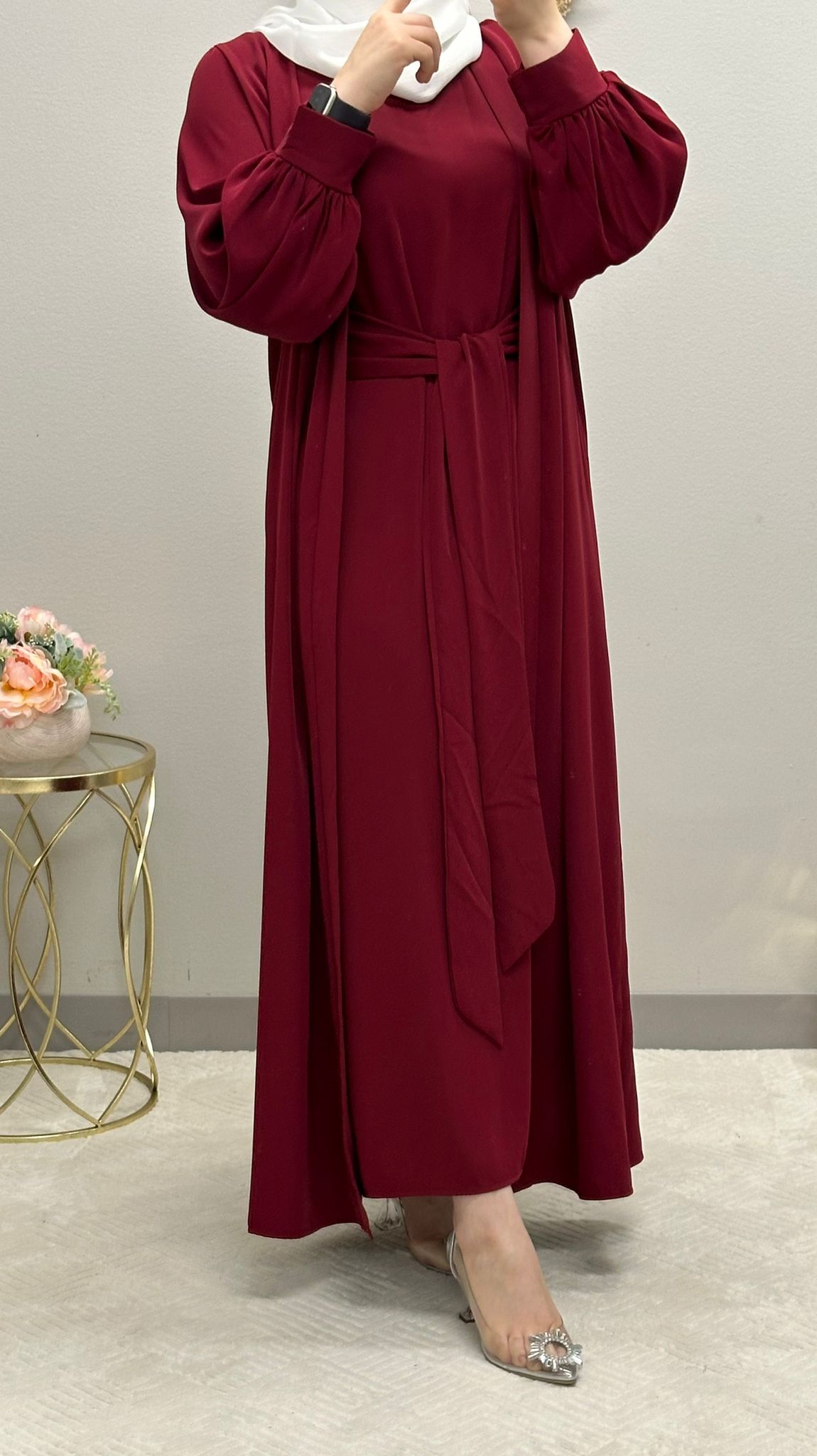 Two-piece plain Colored abaya set