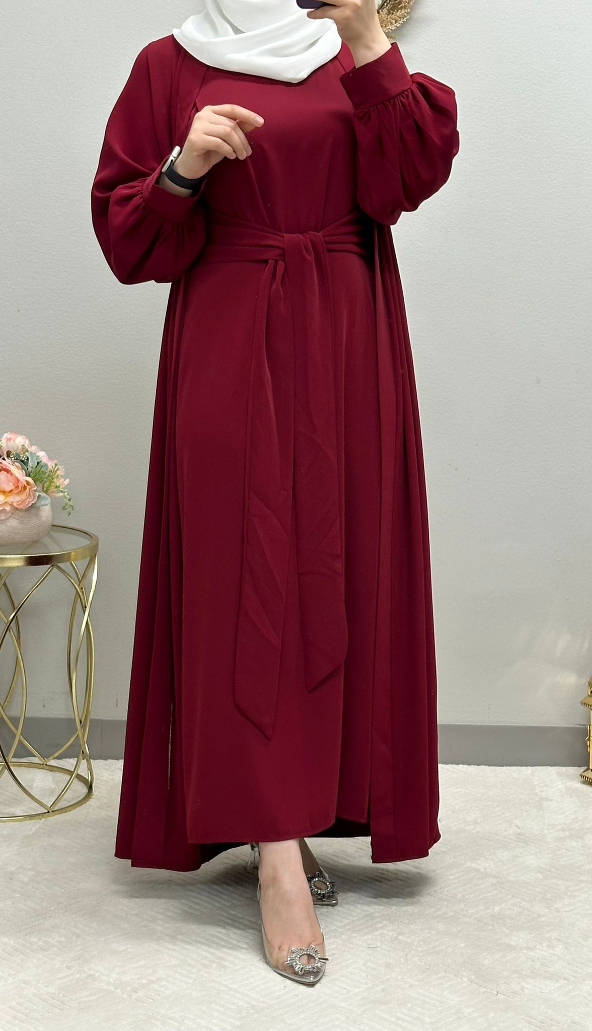 Two-piece plain Colored abaya set