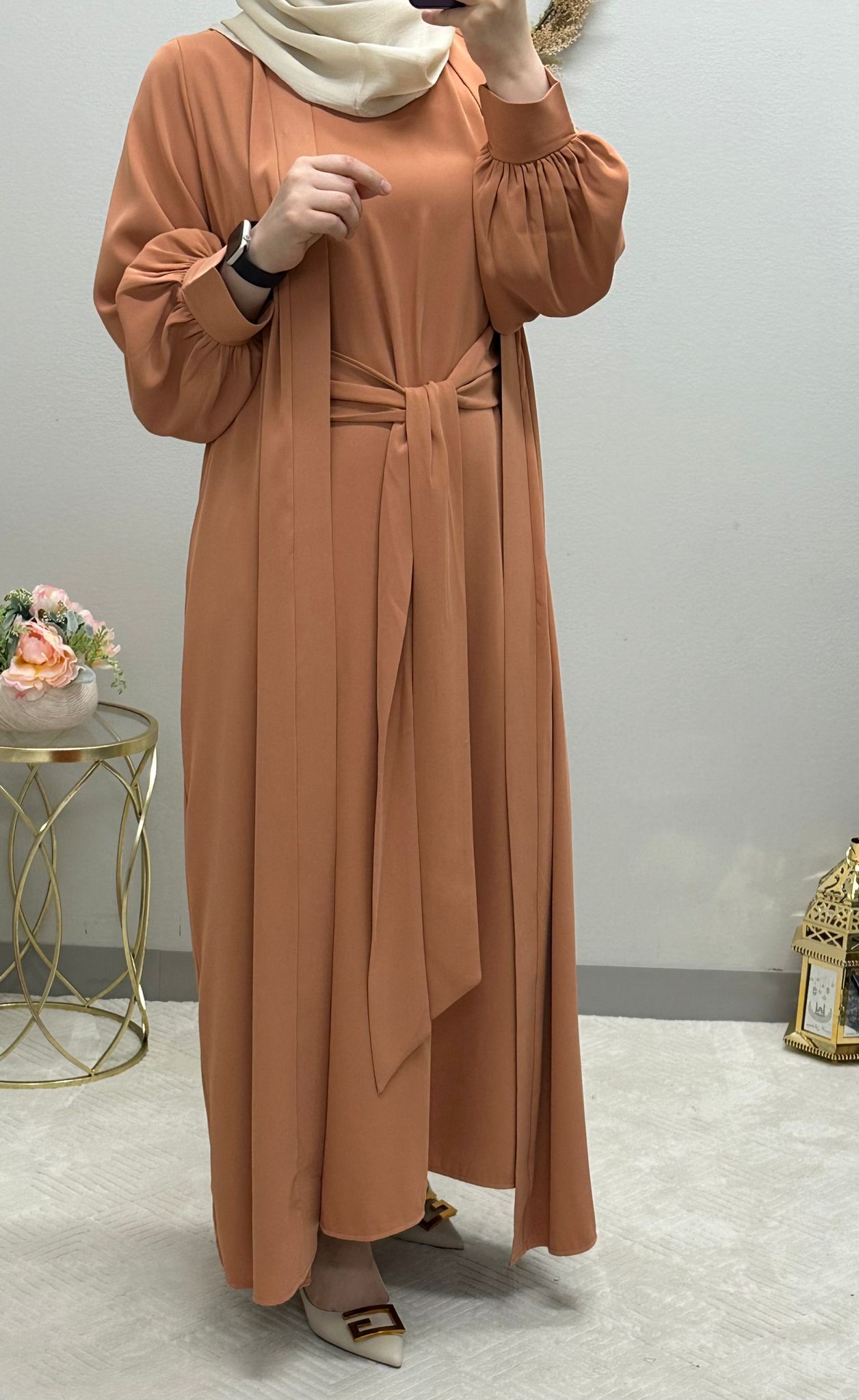 Two-piece plain Colored abaya set