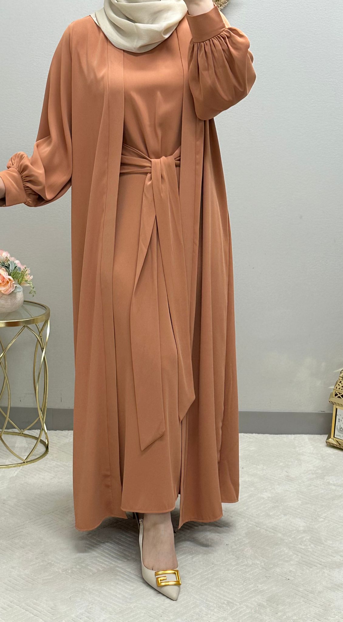 Two-piece plain Colored abaya set