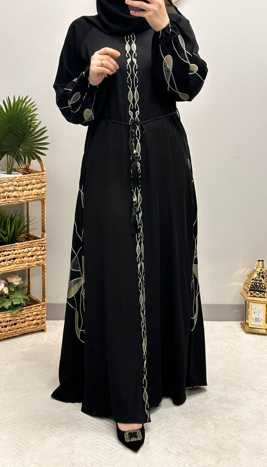 strass embroidered abaya with scarf