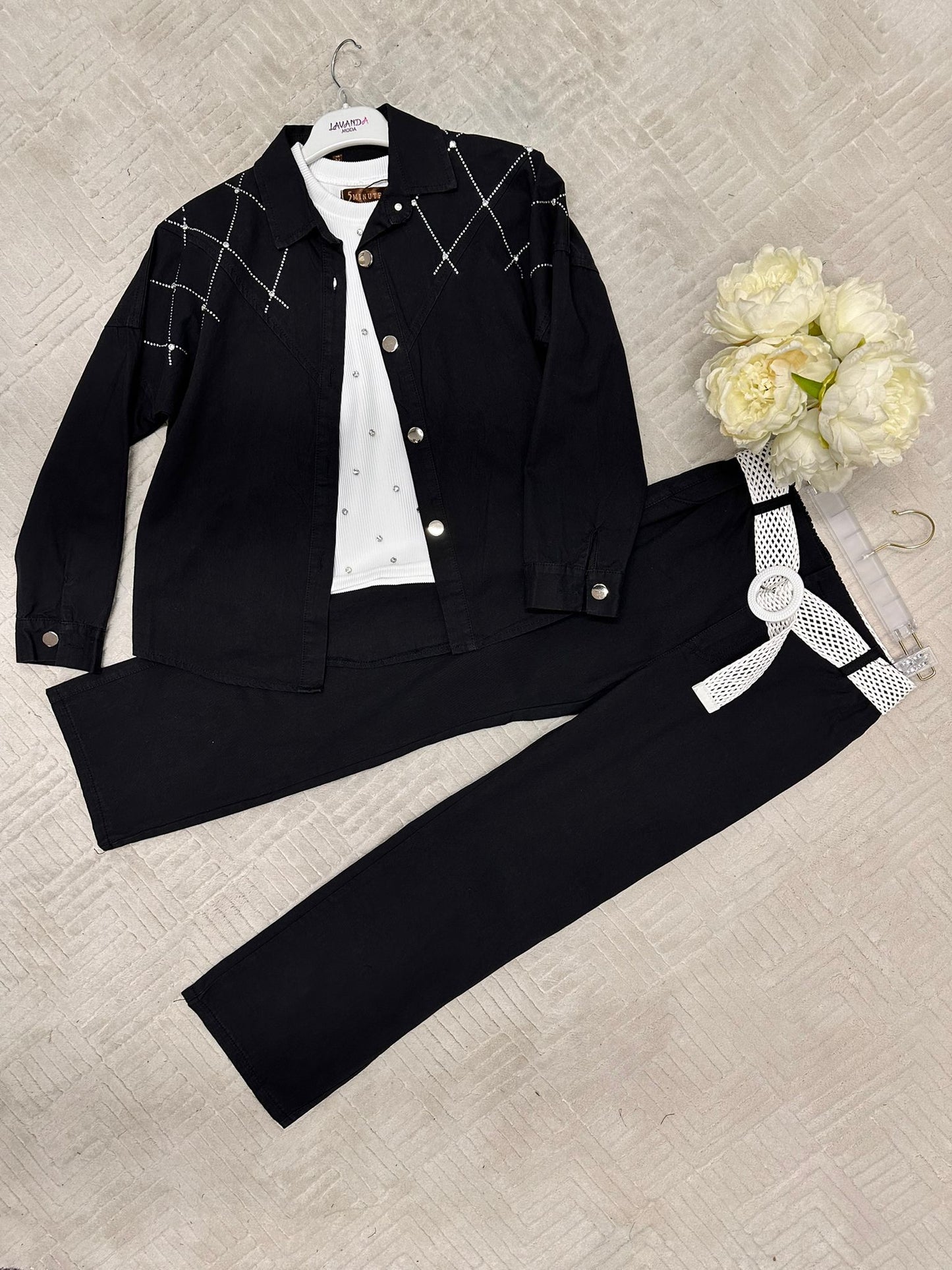 Three-piece kids gabardine set