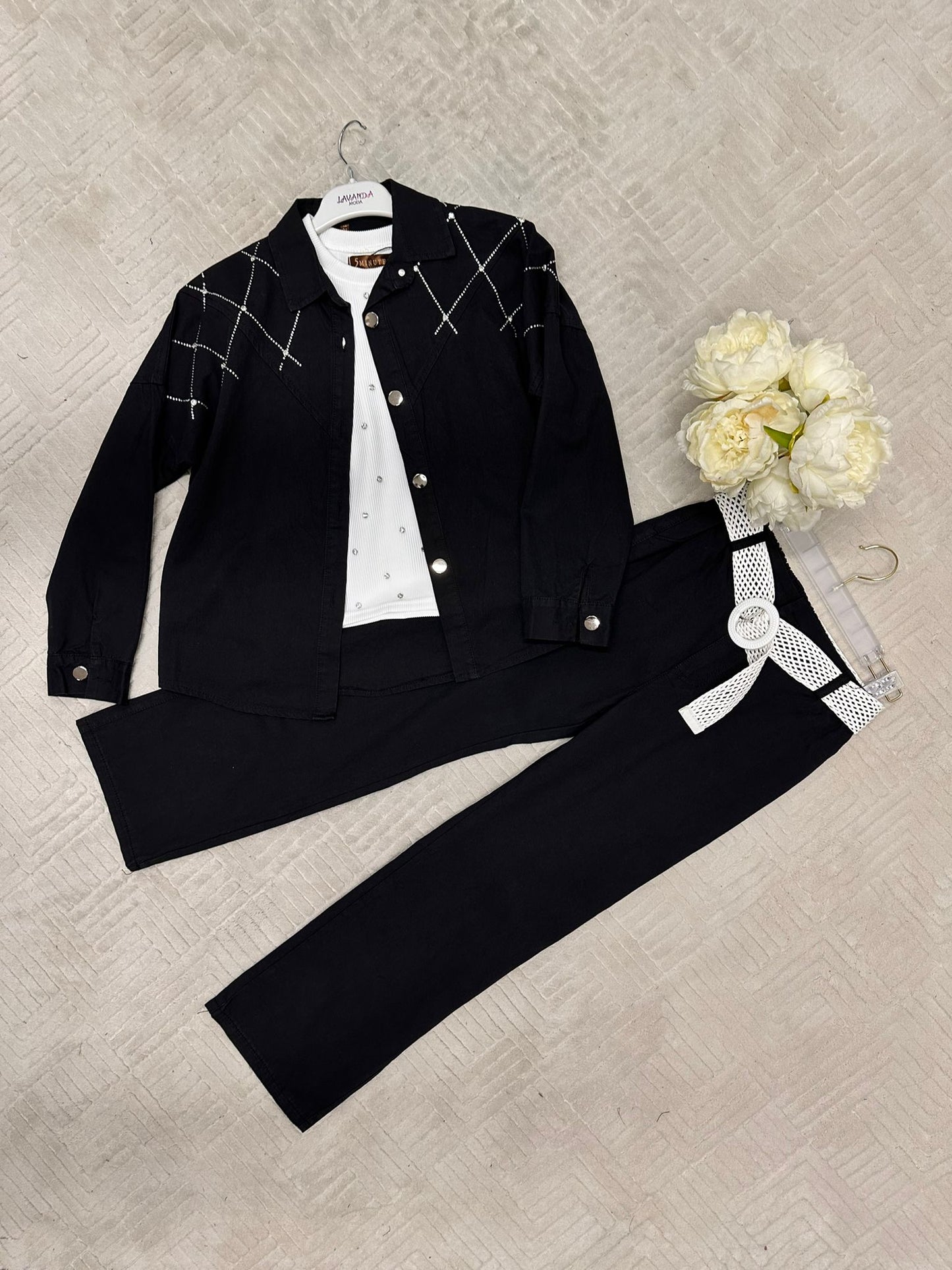 Three-piece kids gabardine set