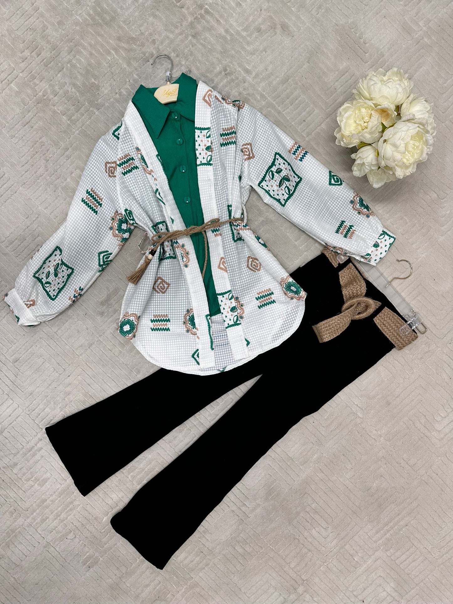 Kids three-piece embroidered cardigan set