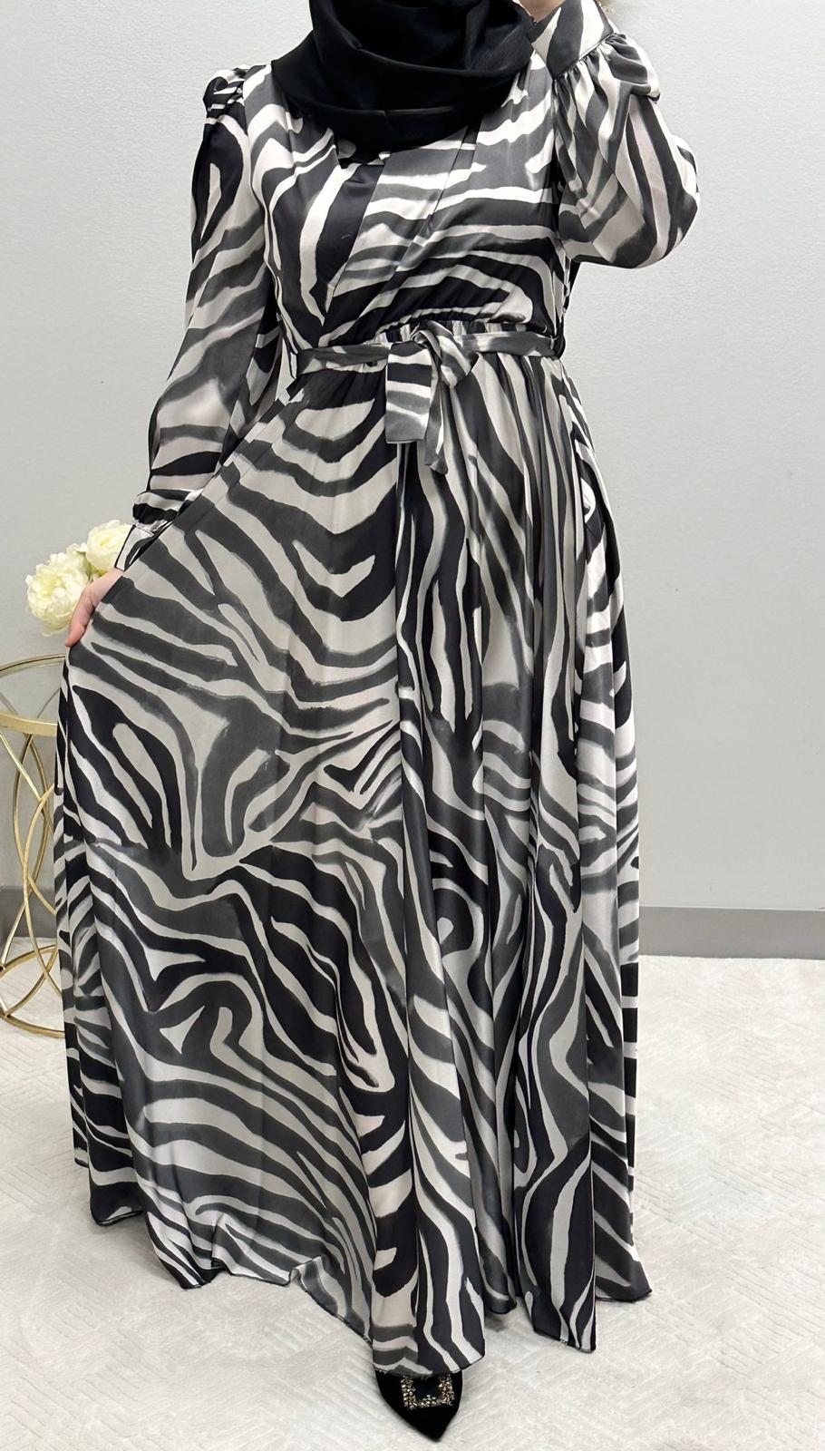 Satin zebra dress