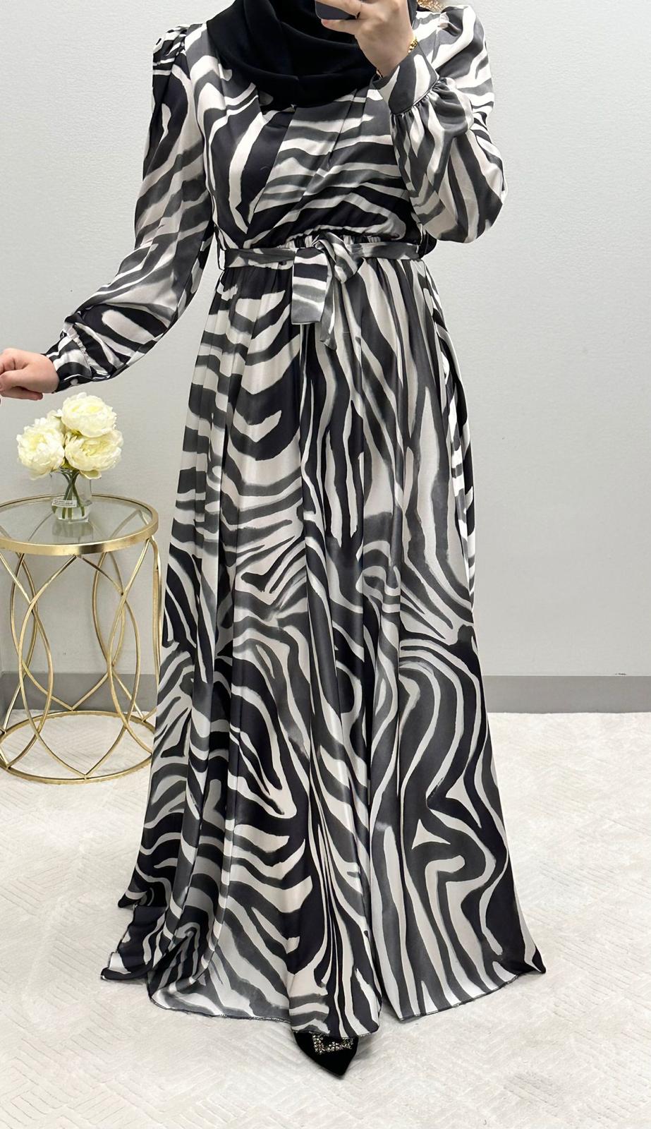 Satin zebra dress