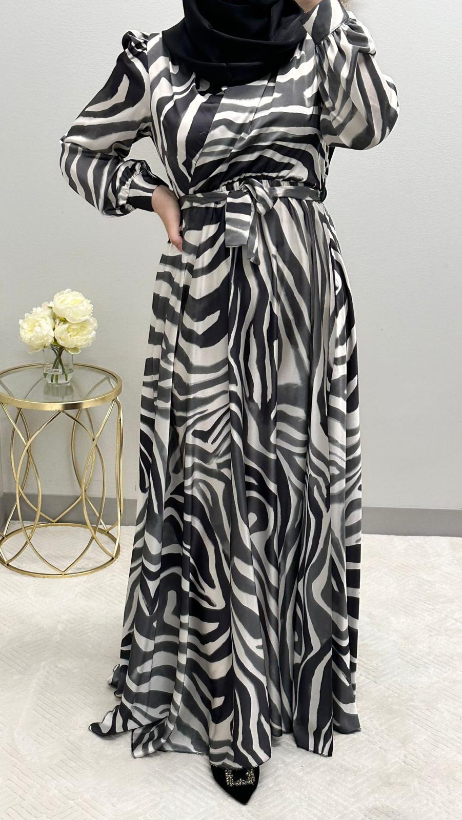 Satin zebra dress