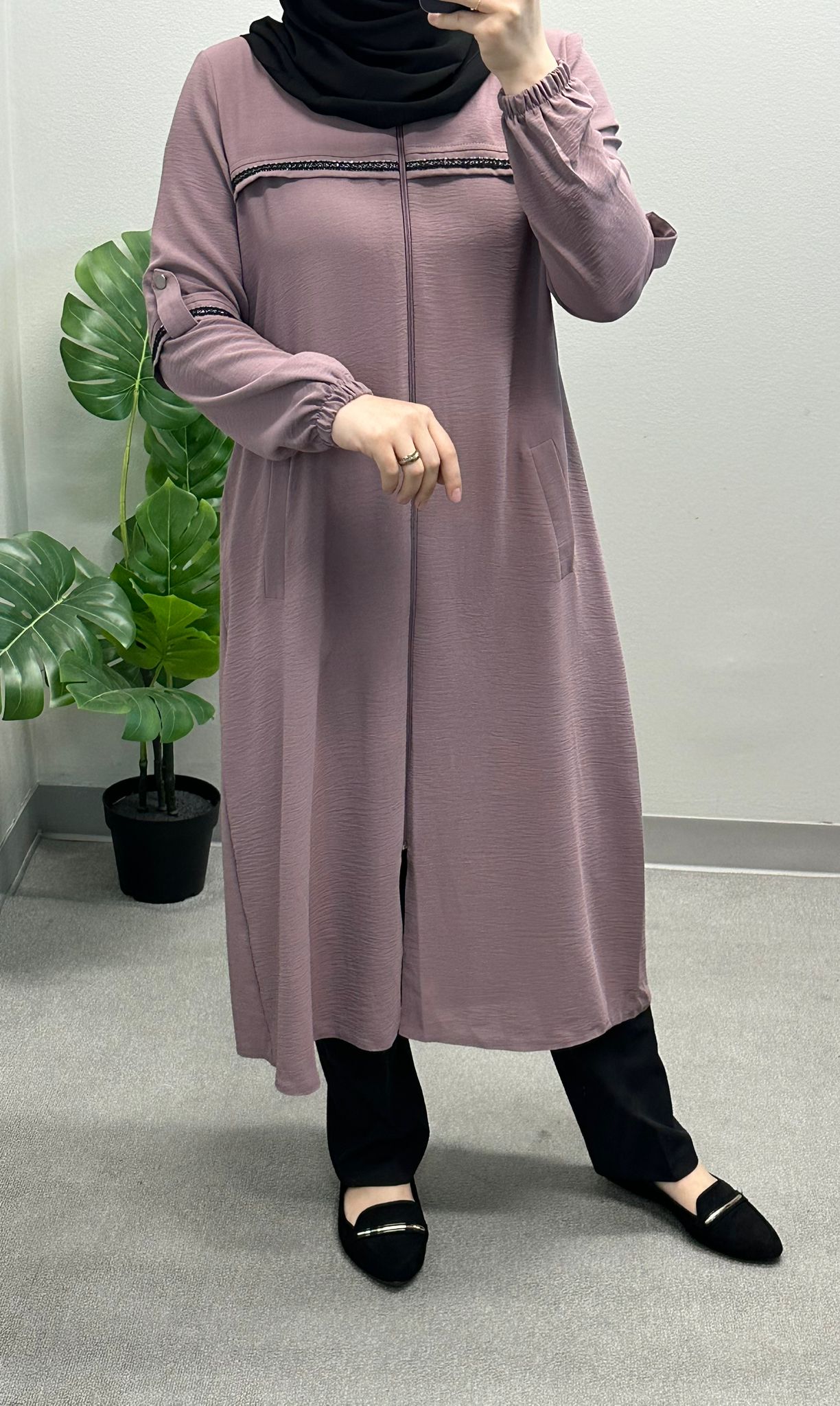 Tunic long shirt with zipper - big size