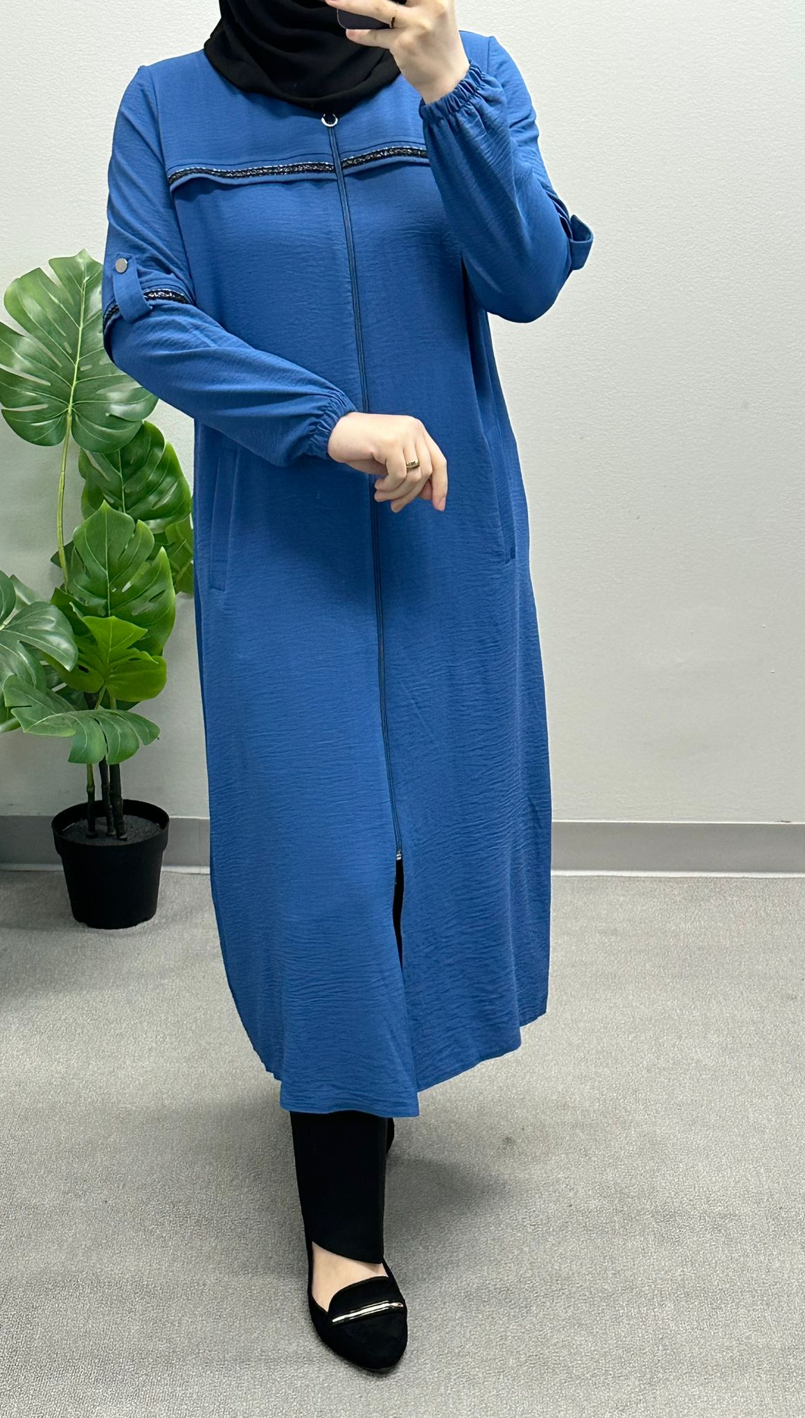 Tunic long shirt with zipper - big size