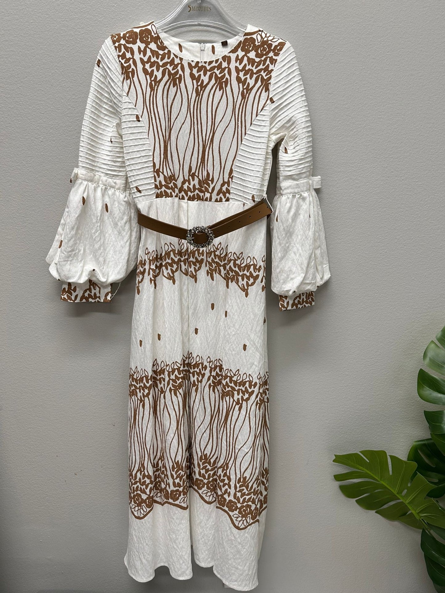 kids embroidered dress with belt