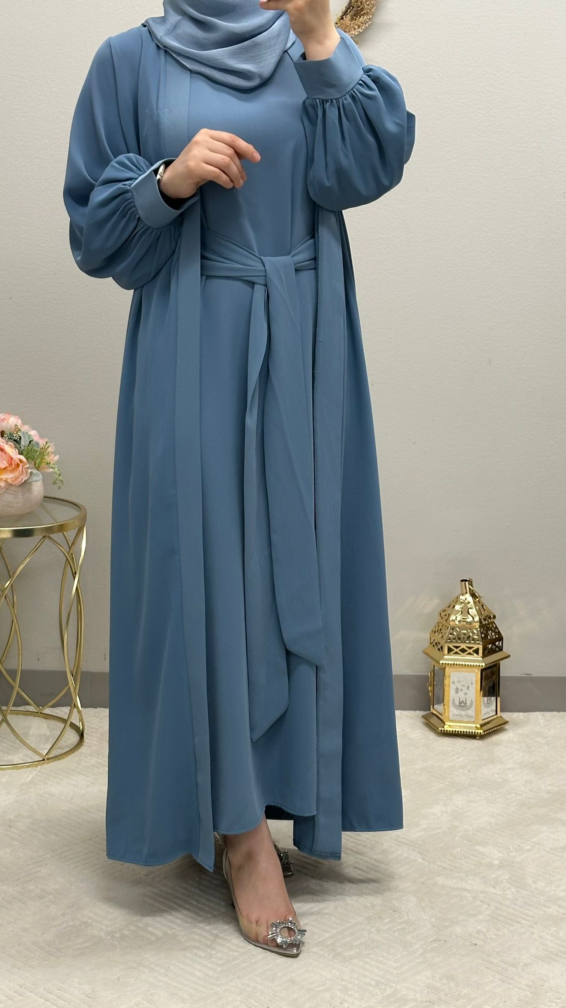 Two-piece plain Colored abaya set