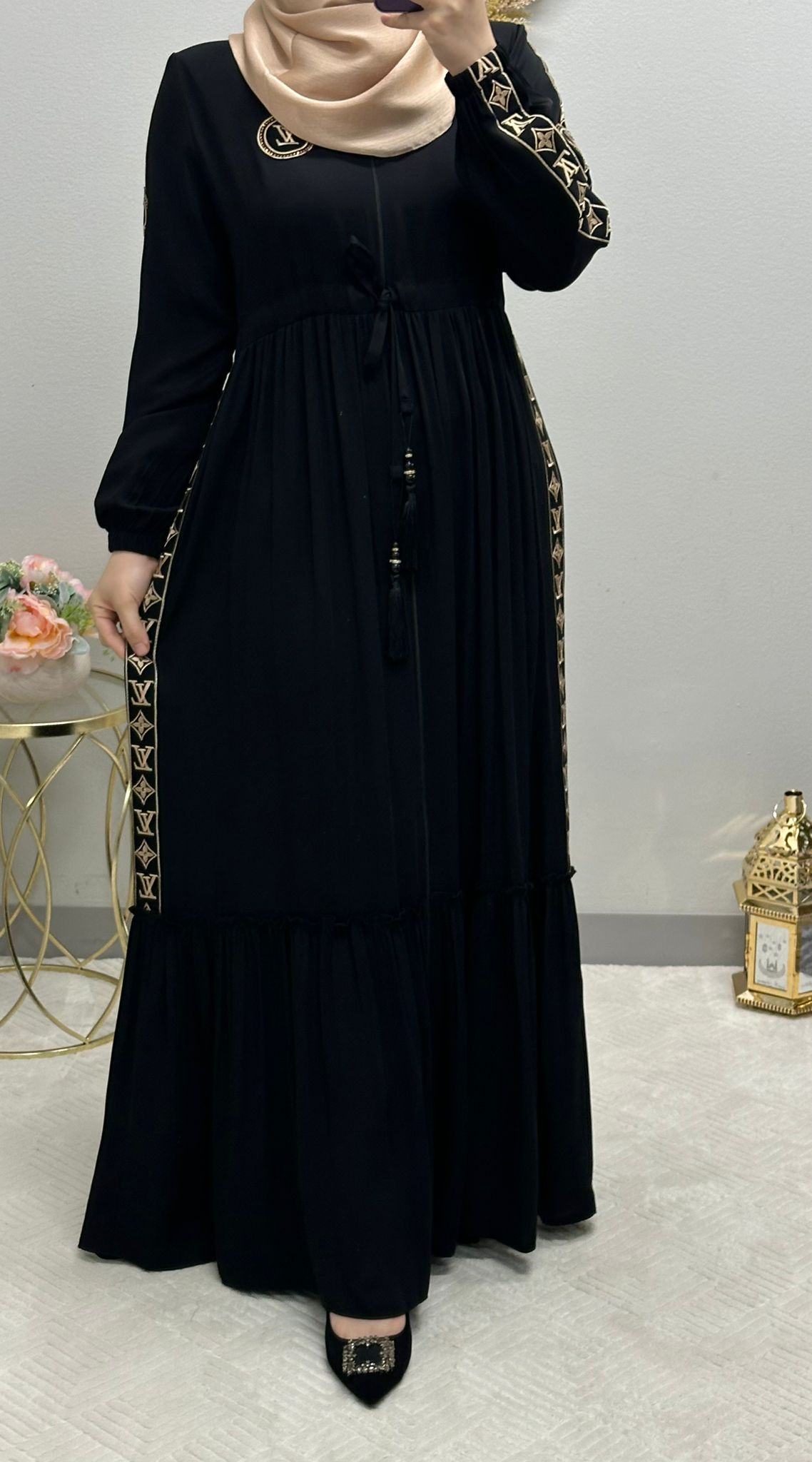 LV embroidered klosh abaya