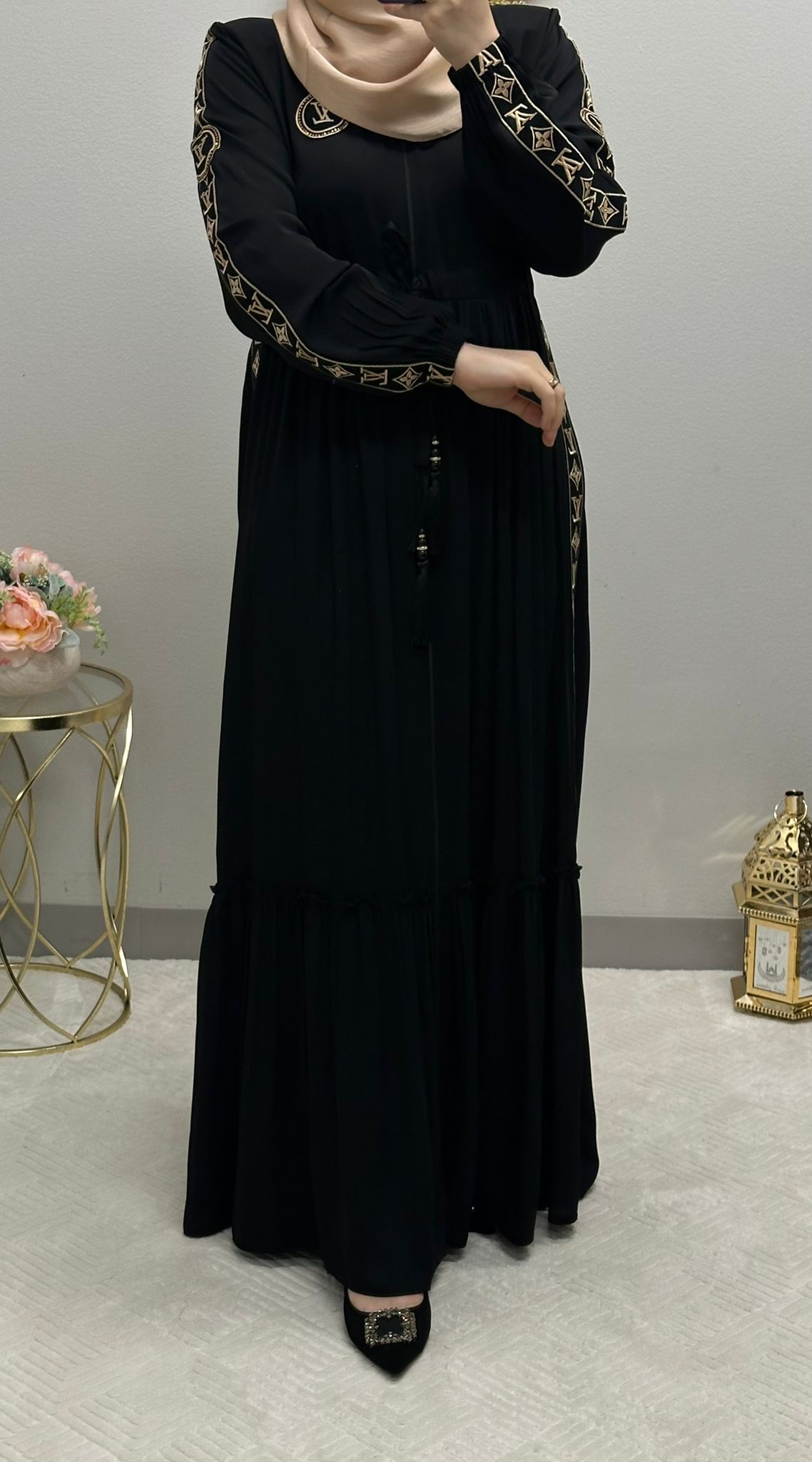 LV embroidered klosh abaya