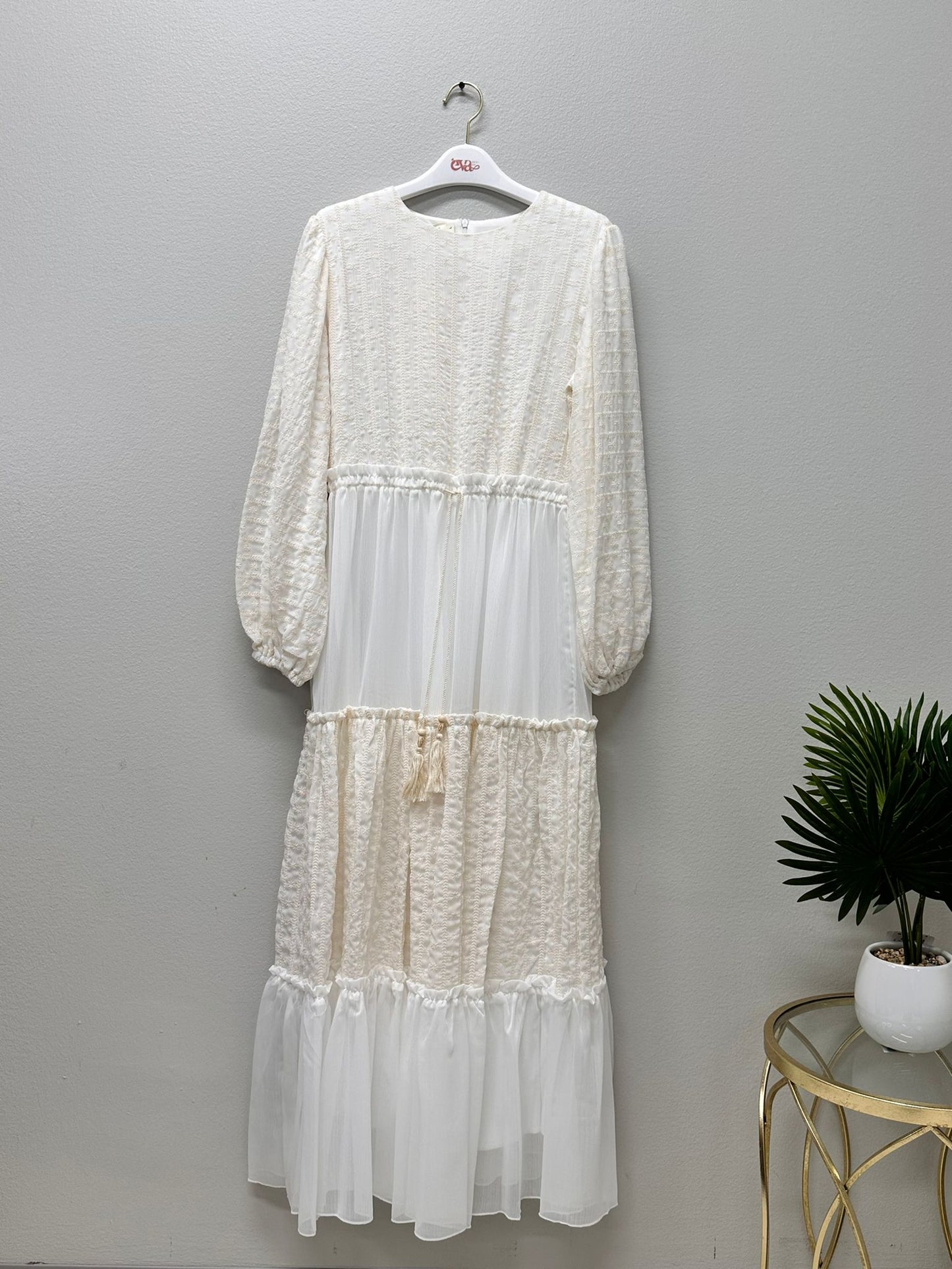 Soft Ruffle dress flower embroidered