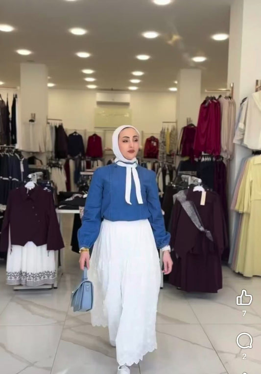 Neck Tie Floral Skirt Set