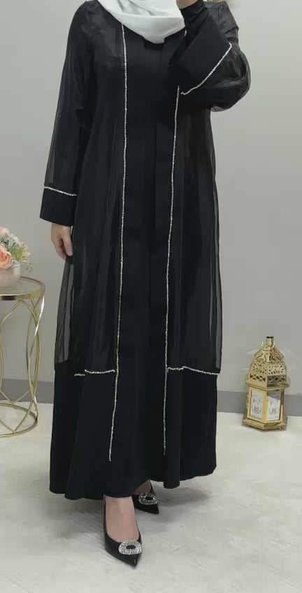 organza open abaya 2 pcs